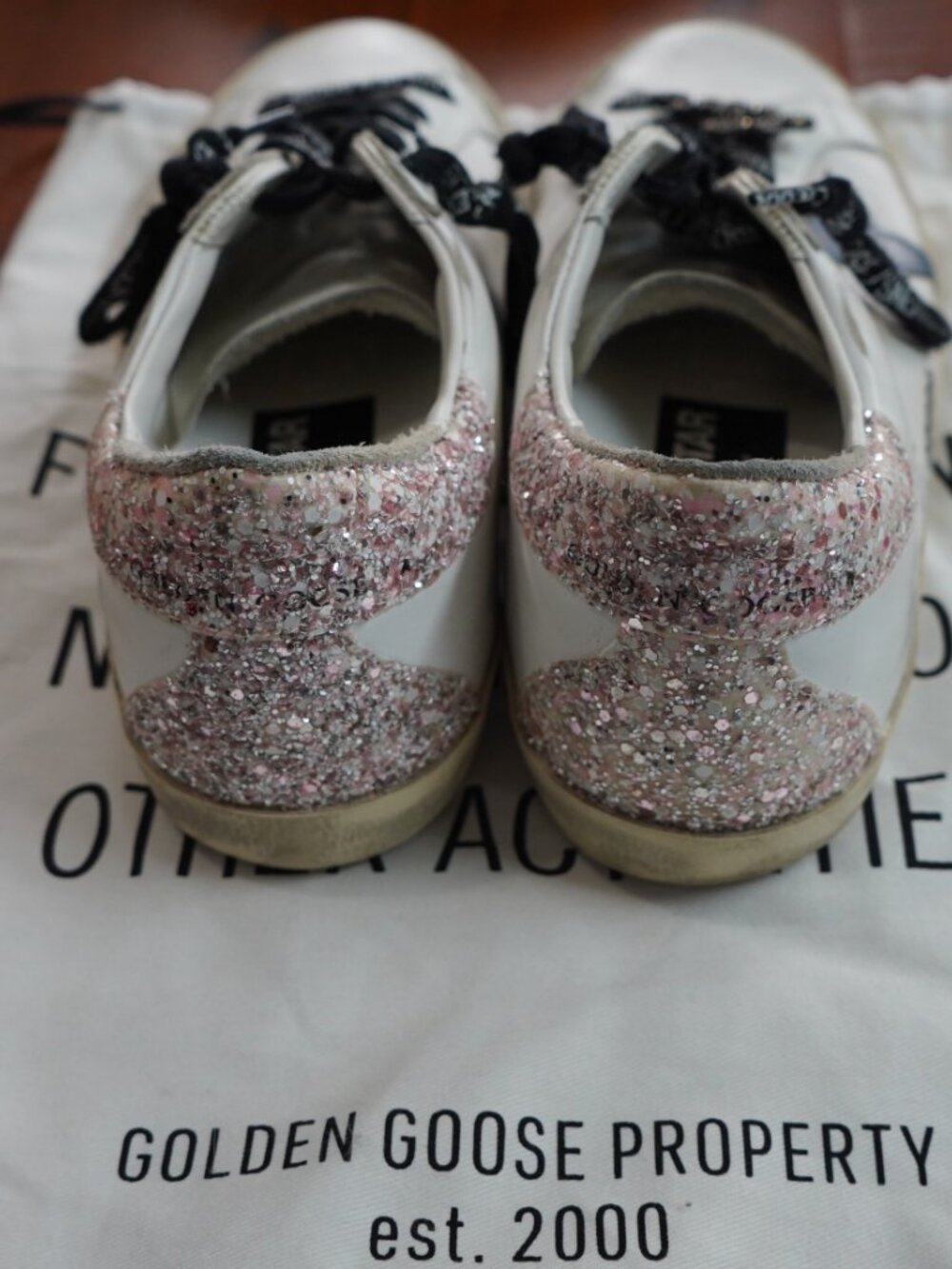 Golden Goose Super-Star Glitter Sneakers - Low Rise - Size 9 - Picture 4 of 9